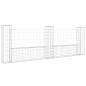 Preview: Gabionenkorb U-Form mit 3 Säulen Eisen 260x20x100 cm