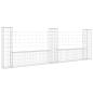 Preview: Gabionenkorb U-Form mit 3 Säulen Eisen 260x20x100 cm