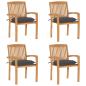 Preview: ARDEBO.de - Stapelbare Gartenstühle mit Kissen 4 Stk. Massivholz Teak