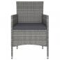 Preview: 5-tlg. Garten-Bistro-Set Poly Rattan und Hartglas Grau 