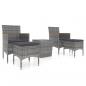 Preview: 5-tlg. Garten-Bistro-Set Poly Rattan und Hartglas Grau 