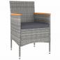 Preview: 5-tlg. Garten-Bistro-Set Poly Rattan und Hartglas Grau 