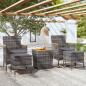 Preview: ARDEBO.de - 5-tlg. Garten-Bistro-Set Poly Rattan & Massivholz Akazie Grau