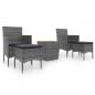 Preview: 5-tlg. Garten-Bistro-Set Poly Rattan & Massivholz Akazie Grau