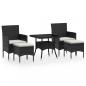 Preview: 5-tlg. Garten-Essgruppe Poly Rattan und Hartglas Schwarz