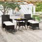 Preview: 5-tlg. Garten-Essgruppe Poly Rattan und Hartglas Schwarz