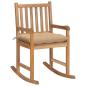 Preview: Schaukelstuhl mit Beige Kissen Massivholz Teak