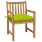 Preview: Gartenstühle 2 Stk. mit Hellgrünen Kissen Massivholz Teak 