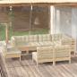 Preview: ARDEBO.de - 8-tlg. Garten-Lounge-Set mit Creme Kissen Massivholz Kiefer