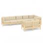 Preview: 8-tlg. Garten-Lounge-Set mit Creme Kissen Massivholz Kiefer