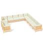 Preview: 11-tlg. Garten-Lounge-Set mit Creme Kissen Massivholz Kiefer