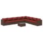 Preview: 9-tlg. Garten-Lounge-Set mit Kissen Poly Rattan Braun