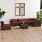 Preview: ARDEBO.de - 7-tlg. Garten-Lounge-Set mit Kissen Poly Rattan Braun