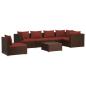 Preview: 7-tlg. Garten-Lounge-Set mit Kissen Poly Rattan Braun