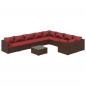 Preview: 10-tlg. Garten-Lounge-Set mit Kissen Poly Rattan Braun