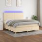 Preview: ARDEBO.de - Boxspringbett mit Matratze & LED Creme 180x200 cm Stoff