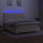 Preview: Boxspringbett mit Matratze & LED Creme 180x200 cm Stoff