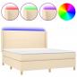 Preview: Boxspringbett mit Matratze & LED Creme 180x200 cm Stoff