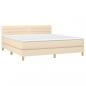 Preview: Boxspringbett mit Matratze & LED Creme 180x200 cm Stoff