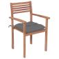 Preview: Gartenstühle 2 Stk. mit Grauen Kissen Massivholz Teak