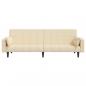 Preview: Schlafsofa 2-Sitzer mit 2 Kissen Creme Stoff