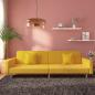 Preview: ARDEBO.de - Schlafsofa 2-Sitzer mit 2 Kissen Gelb Stoff