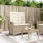 Preview: ARDEBO.de - Gartenbank Verstellbar mit Kissen Beige Poly Rattan