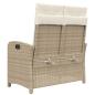 Preview: Gartenbank Verstellbar mit Kissen Beige Poly Rattan
