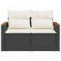 Preview: Gartensofa mit Kissen 2-Sitzer Schwarz Poly Rattan