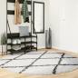 Preview: ARDEBO.de - Shaggy-Teppich PAMPLONA Hochflor Modern Creme Schwarz Ø 200 cm