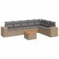 Preview: ARDEBO.de - 8-tlg. Garten-Sofagarnitur mit Kissen Beige Poly Rattan