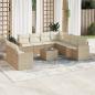 Preview: ARDEBO.de - 10-tlg. Garten-Sofagarnitur mit Kissen Beige Poly Rattan