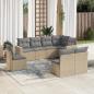 Preview: ARDEBO.de - 8-tlg. Garten-Sofagarnitur mit Kissen Beige Poly Rattan