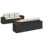 Preview: 7-tlg. Garten-Sofagarnitur mit Kissen Schwarz Poly Rattan
