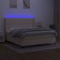 Preview: Boxspringbett mit Matratze & LED Creme 180x200 cm Stoff
