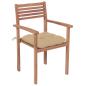 Preview: Gartenstühle 2 Stk. mit Beige Kissen Massivholz Teak