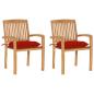 Preview: ARDEBO.de - Gartenstühle 2 Stk. mit Roten Kissen Massivholz Teak