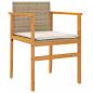 Preview: Gartenstühle mit Kissen 2 Stk. Beige Poly Rattan Massivholz