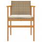 Preview: Gartenstühle mit Kissen 2 Stk. Beige Poly Rattan Massivholz