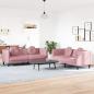 Preview: ARDEBO.de - 2-tlg. Sofagarnitur mit Kissen Rosa Samt
