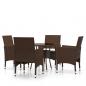 Preview: 5-tlg. Bistro-Set Poly-Rattan und Hartglas Braun