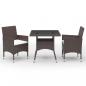 Preview: ARDEBO.de - 3-tlg. Garten-Essgruppe Poly Rattan und Hartglas Braun