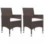 Preview: 3-tlg. Garten-Essgruppe Poly Rattan und Hartglas Braun