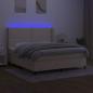 Preview: Boxspringbett mit Matratze & LED Creme 180x200 cm Stoff