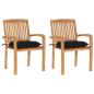 Preview: ARDEBO.de - Gartenstühle 2 Stk. mit Schwarzen Kissen Massivholz Teak