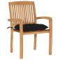 Preview: Gartenstühle 2 Stk. mit Schwarzen Kissen Massivholz Teak