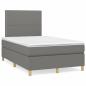 Preview: ARDEBO.de - Boxspringbett mit Matratze Dunkelgrau 120x190 cm Stoff