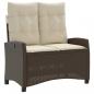 Preview: Gartenbank Verstellbar mit Kissen Braun Poly Rattan