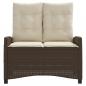 Preview: Gartenbank Verstellbar mit Kissen Braun Poly Rattan