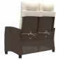 Preview: Gartenbank Verstellbar mit Kissen Braun Poly Rattan